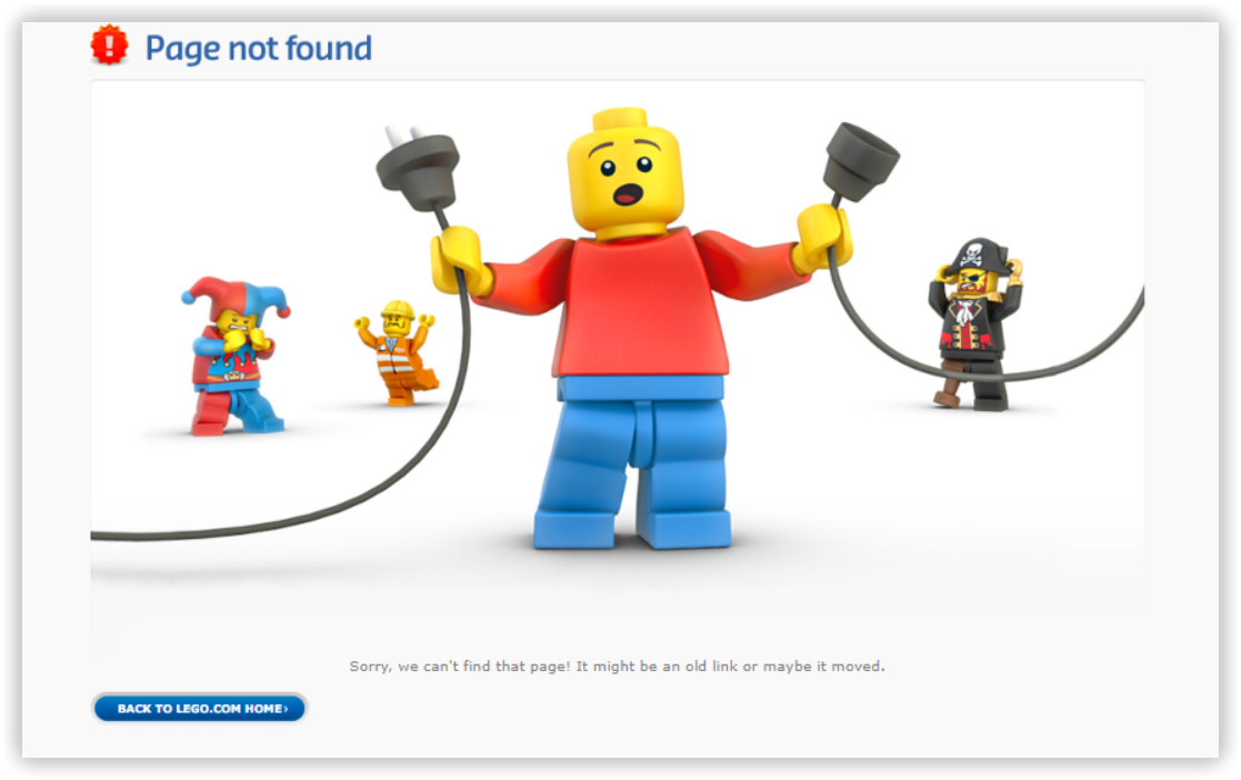 Страницы 404 на сайте Lego